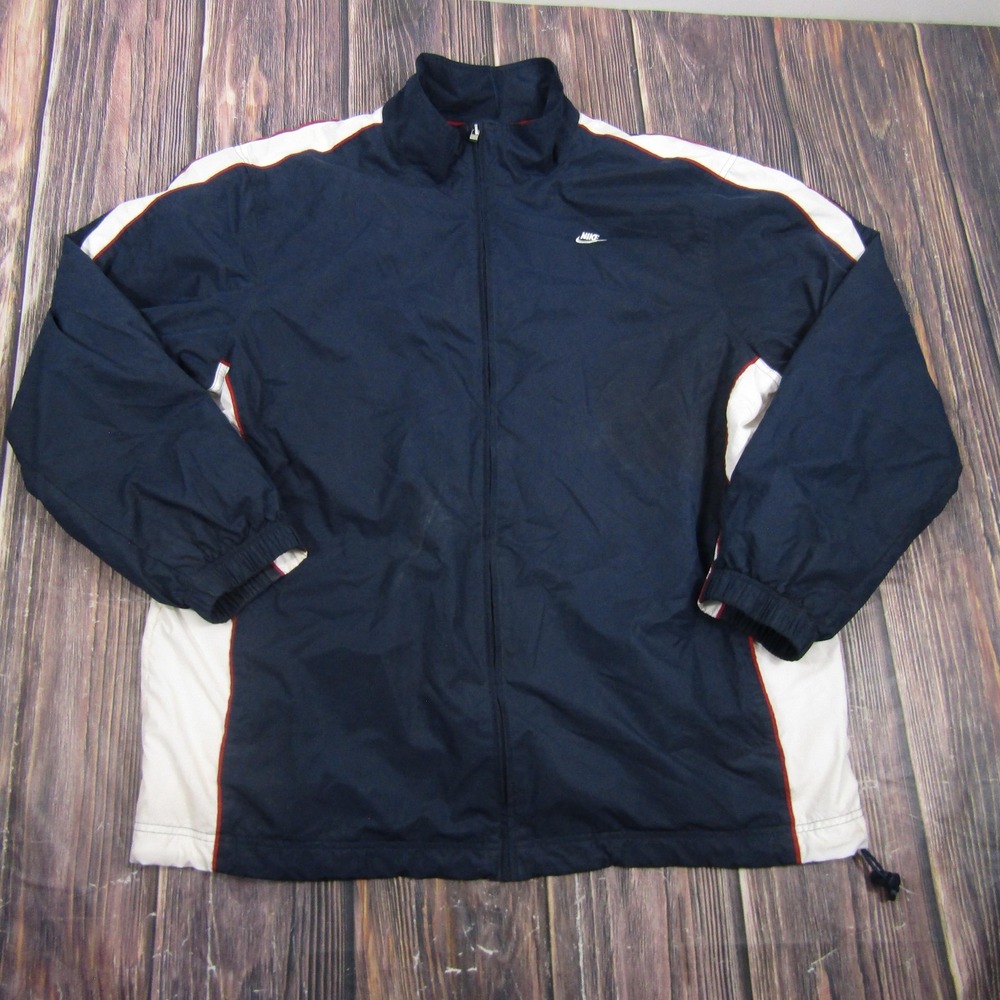 Nike Jacket Mens XL Blue Track Jacket Full Zip Lined Colorblock Pockets
